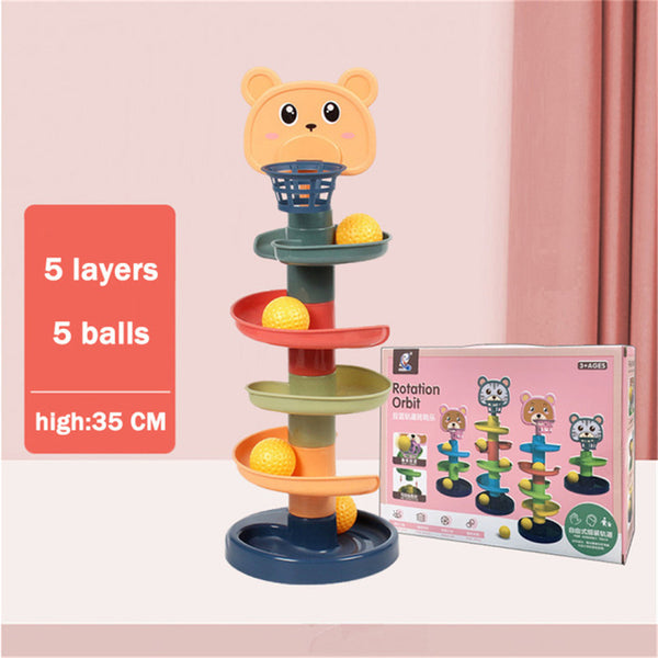 2-9 Layers Baby Toy Rotating Rolling Ball Gliding Tower Toddler Toy Rotating Early Educations Track Ball Baby Toys Gift for Kids