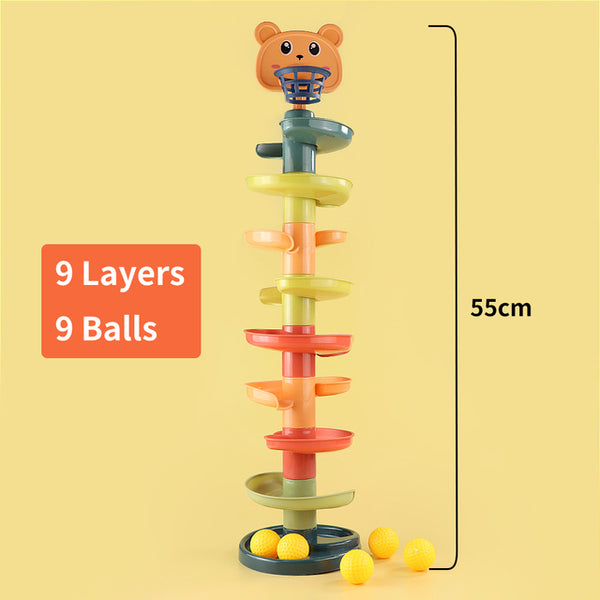 2-9 Layers Baby Toy Rotating Rolling Ball Gliding Tower Toddler Toy Rotating Early Educations Track Ball Baby Toys Gift for Kids