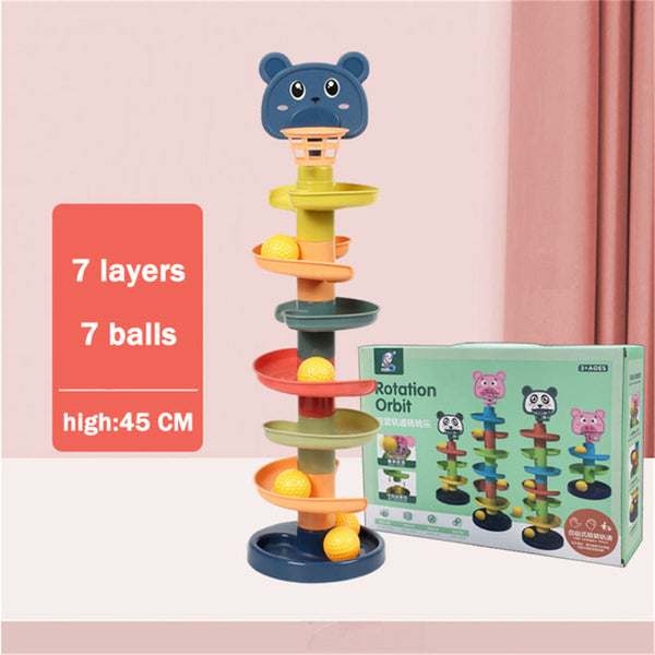 2-9 Layers Baby Toy Rotating Rolling Ball Gliding Tower Toddler Toy Rotating Early Educations Track Ball Baby Toys Gift for Kids