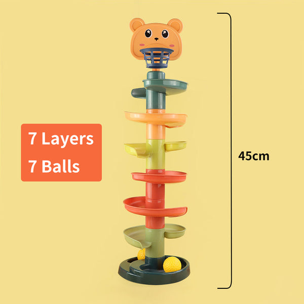 2-9 Layers Baby Toy Rotating Rolling Ball Gliding Tower Toddler Toy Rotating Early Educations Track Ball Baby Toys Gift for Kids