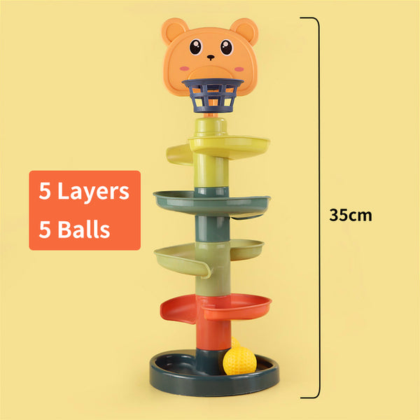 2-9 Layers Baby Toy Rotating Rolling Ball Gliding Tower Toddler Toy Rotating Early Educations Track Ball Baby Toys Gift for Kids