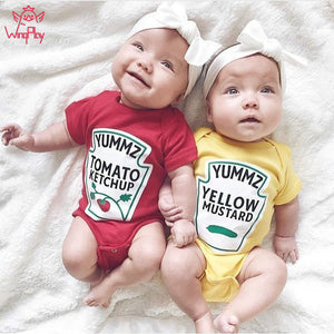 Baby Boys Girls Clothes Summer Baby Bodysuit Short Sleeved Letter Baby Bodysuits One Pieces Cute Babies Twins Clothes #Y