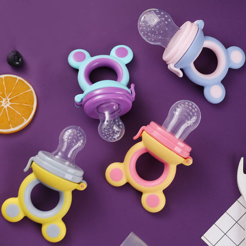 Baby Feeder Silicone Fresh Food Nibbler Kids Boy Girl Bear Ear Fruit Feeding Safe Infant Baby Supplies Nipple Soother Bottles