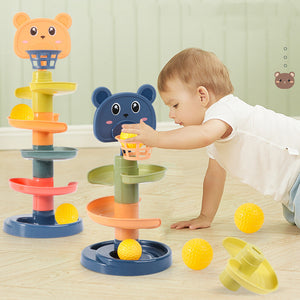 Baby Toys Rolling Ball Pile Tower Early Educational Toy For Infant Rotating Track Game For Toddler Montessori Gift Stacking Toy