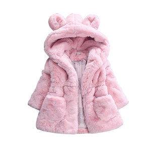 Children&#39;s wear new winter girl maomao girls coat clothing children imitated fur ear upset quilted jacket 4 to 12 years old