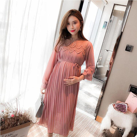 Lace chiffon maternity dresses pregnancy pregnant women wedding pleated dress sexy photo shoot photography