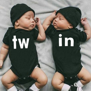 Tw and In Twins Baby Bodysuits Brothers and Siters Toddler Baby Jumpsuit Casual Summer Short Sleeve Clothes Baby Shower Gifts